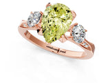 Rose gold Fancy Yellow Pear Cut Brilliant Three-Stone Diamond Ring with Pavé Band and Four-Prong Setting_4