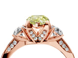 Rose gold Fancy Yellow Pear Cut Brilliant Three-Stone Diamond Ring with Pavé Band and Four-Prong Setting_7
