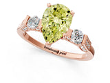 Rose gold Fancy Yellow Pear Cut Brilliant Three-Stone Pave Band with Four-Prong Setting_1