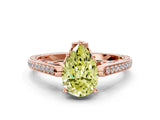 Rose gold Fancy Yellow Pear  Cut Cathedral Pave Diamond Engagement Ring with Six-Prong Setting_28