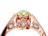 Rose gold Fancy Yellow Pear  Cut Cathedral Pave Diamond Engagement Ring with Six-Prong Setting_32