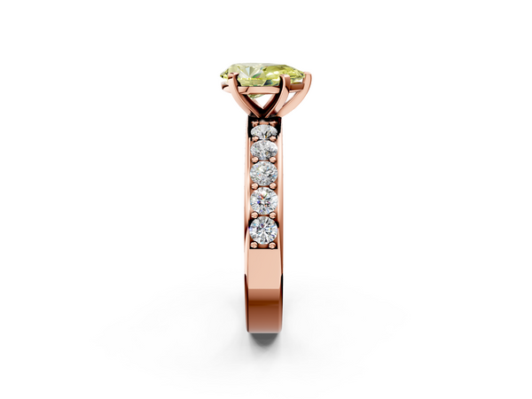 Rose gold Fancy Yellow Pear  Cut Channel Set Diamond Engagement Ring with Four-Prong Setting