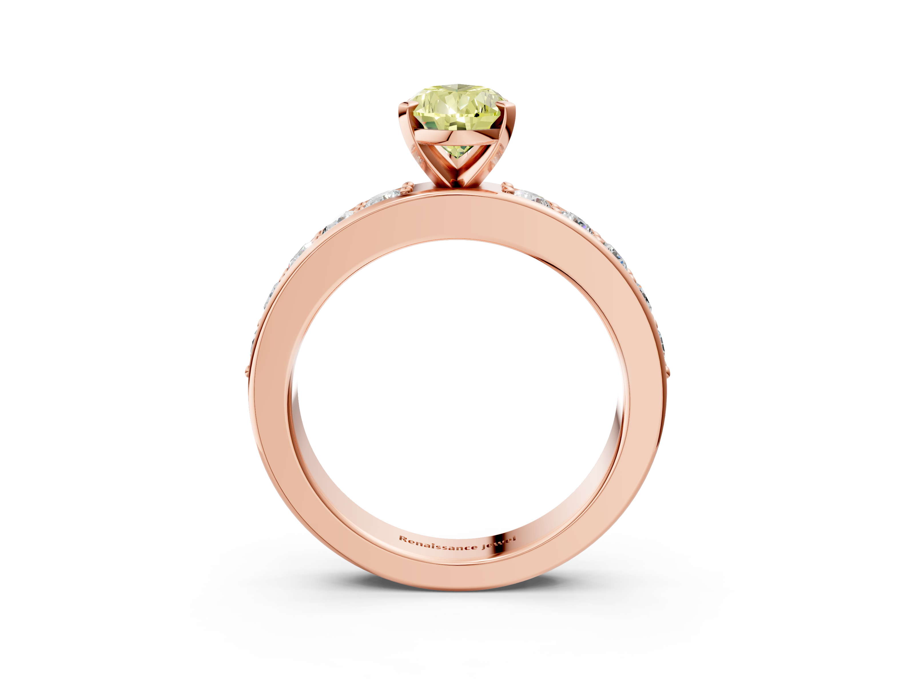 Rose gold Fancy Yellow Pear  Cut Channel Set Diamond Engagement Ring with Four-Prong Setting_226