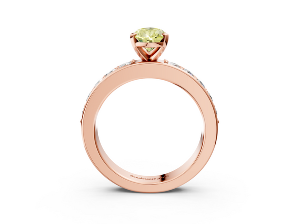 Rose gold Fancy Yellow Pear  Cut Channel Set Diamond Engagement Ring with Four-Prong Setting