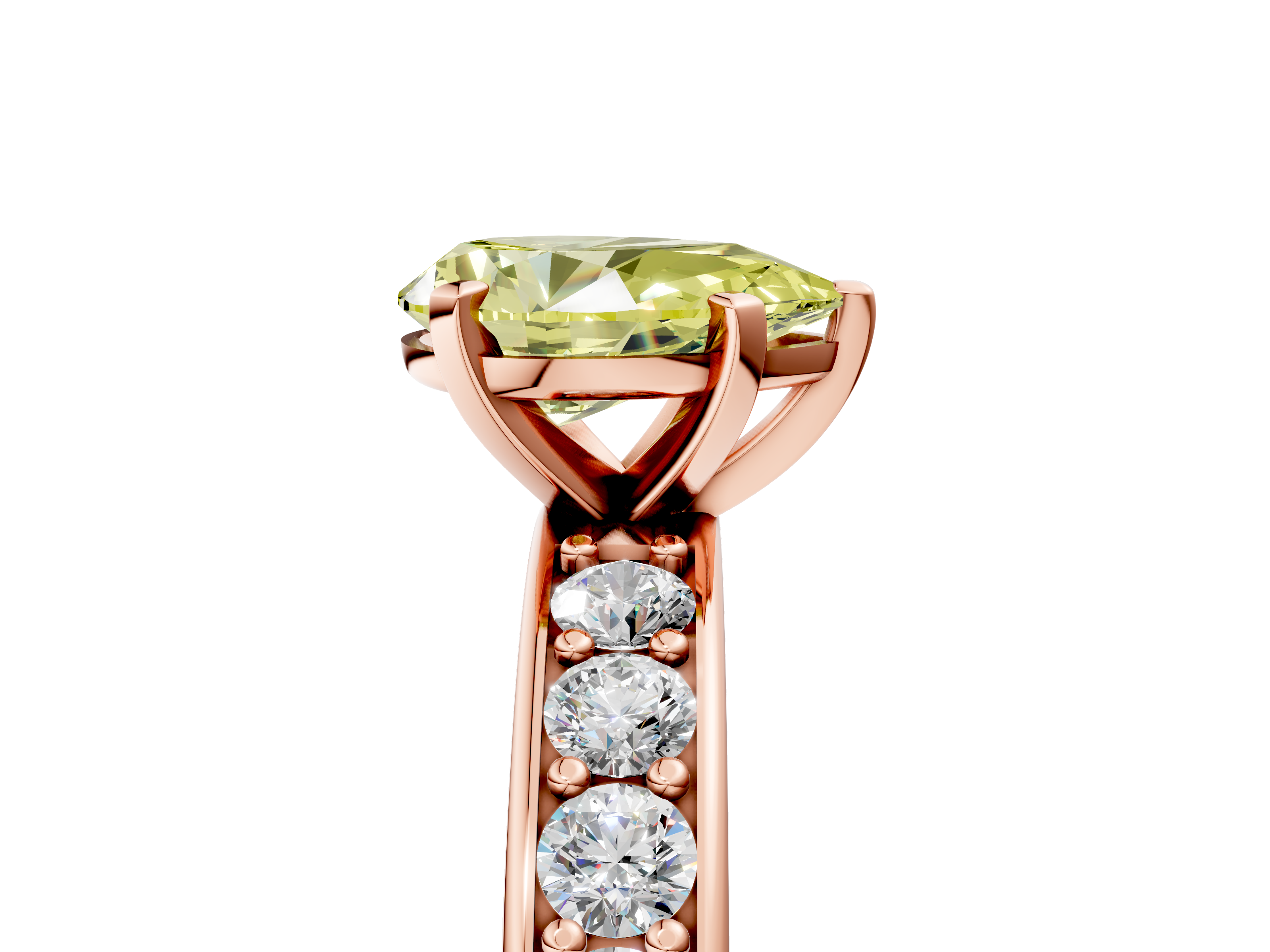 Rose gold Fancy Yellow Pear  Cut Channel Set Diamond Engagement Ring with Four-Prong Setting_228