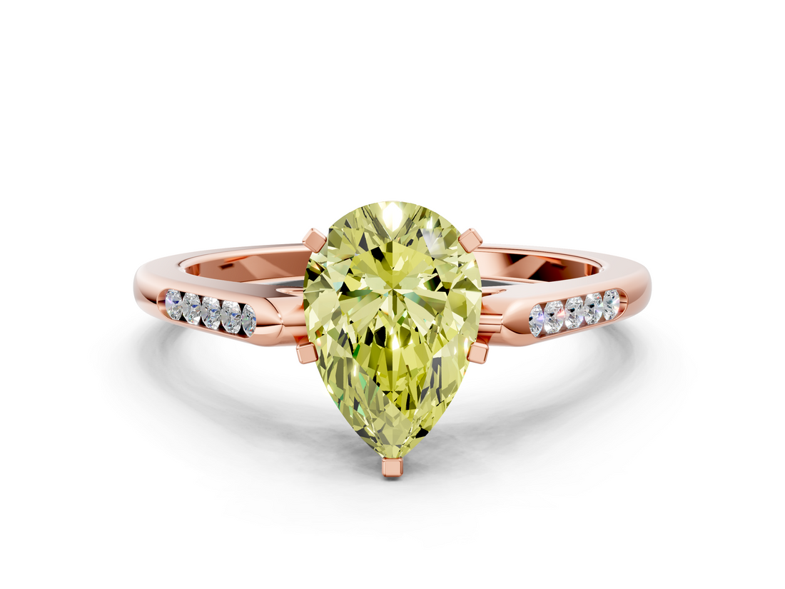 Rose gold Fancy Yellow Pear  Cut Channel Set Solitaire Engagement Ring with Four-Prong Setting_220
