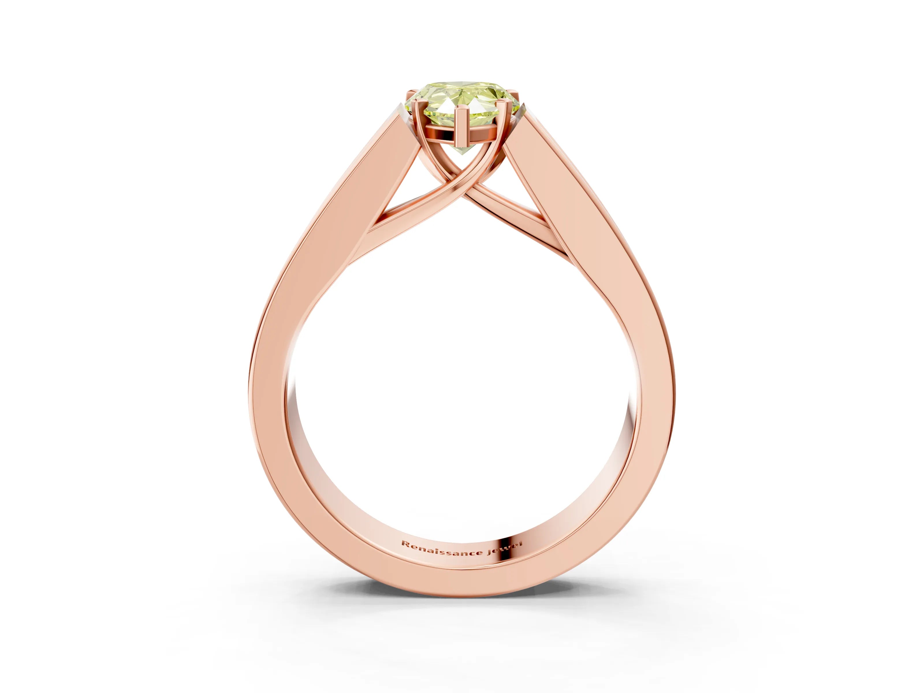 Rose gold Fancy Yellow Pear Cut Cut Channel Set Solitaire Ring with Four-Prong Setting_3