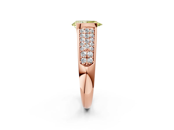 Rose gold Fancy Yellow Pear Cut Diamond Channel Set Pave Band with Tension Prong Setting