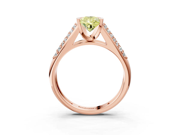Rose gold Fancy Yellow Pear Cut Diamond Channel Set Pave Band with Tension Prong Setting