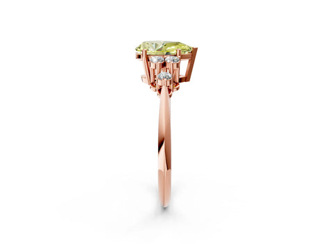 Rose gold Fancy Yellow Pear Cut Cut Diamond Cluster Ring with Solitaire Band and Four-Prong Setting_14