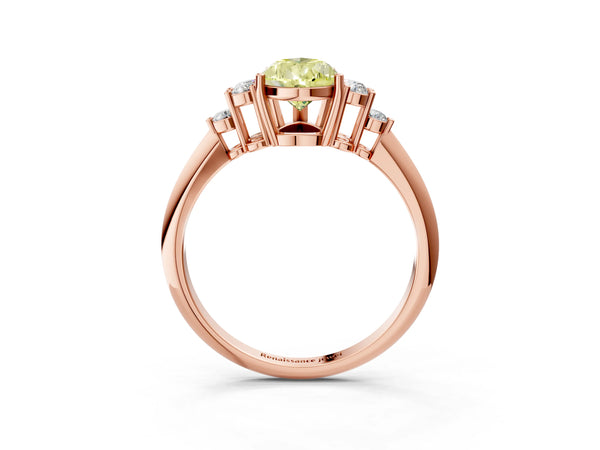 Rose gold Fancy Yellow Pear Cut Cut Diamond Cluster Ring with Solitaire Band and Four-Prong Setting