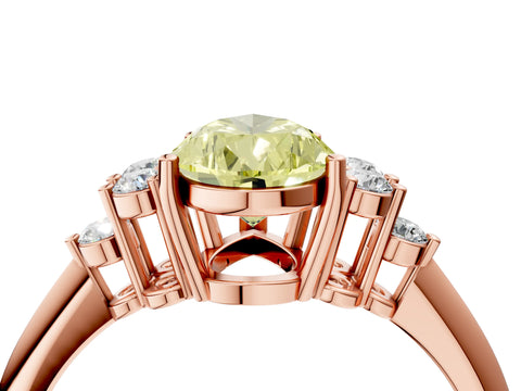 Rose gold Fancy Yellow Pear Cut Cut Diamond Cluster Ring with Solitaire Band and Four-Prong Setting_16