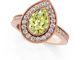 Rose gold Fancy Yellow Pear Cut-Cut Diamond Halo Engagement Ring with Pave Band and Prong Setting_1