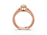Rose gold Fancy Yellow Pear Cut Cut Diamond Milgrain Pave Band Four-Prong Setting Ring_6