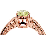 Rose gold Fancy Yellow Pear Cut Cut Diamond Milgrain Pave Band Four-Prong Setting Ring_7