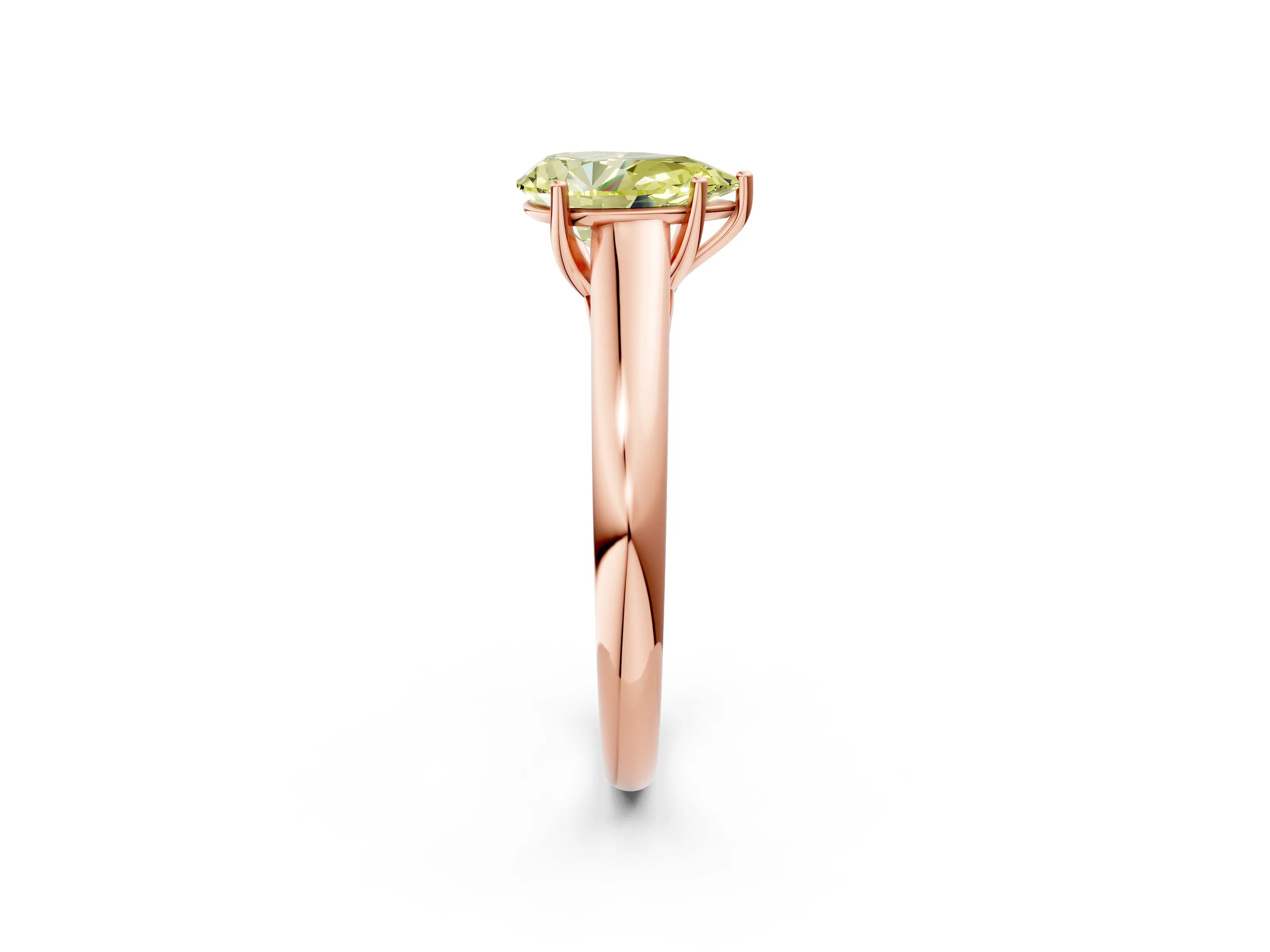 Rose gold Fancy Yellow Pear Cut Cut Diamond Solitaire Engagement Ring with Tapered Plain Band and Four-Prong Setting_2
