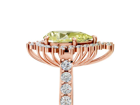 Rose gold Fancy Yellow Pear Cut Cut Diamond Sunburst Halo Engagement Ring with Pavé Band_5