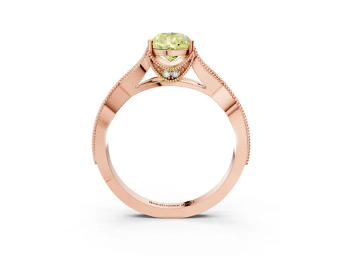 Rose gold Fancy Yellow Pear Cut Cut Diamond Twisted Band with Milgrain Pave Setting and Four-Prong Setting_3