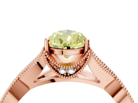Rose gold Fancy Yellow Pear Cut Cut Diamond Twisted Band with Milgrain Pave Setting and Four-Prong Setting_4