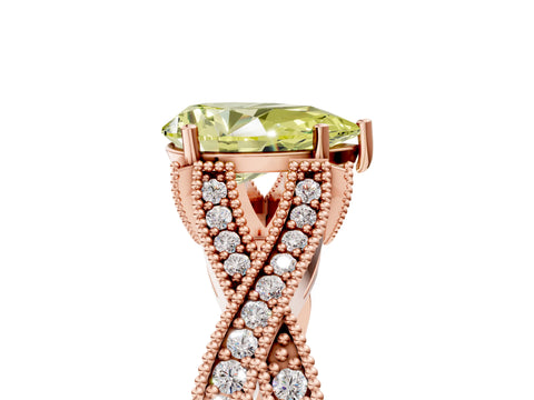 Rose gold Fancy Yellow Pear Cut Cut Diamond Twisted Band with Milgrain Pave Setting and Four-Prong Setting_5