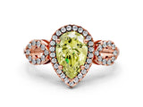 Rose gold Fancy Yellow Pear Cut Cut Halo Diamond Infinity Band with Four-Prong Setting
