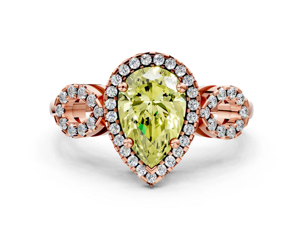 Rose Gold Pear-Shaped Pave Infinity Halo Engagement Ring Setting for Fancy Yellow Center