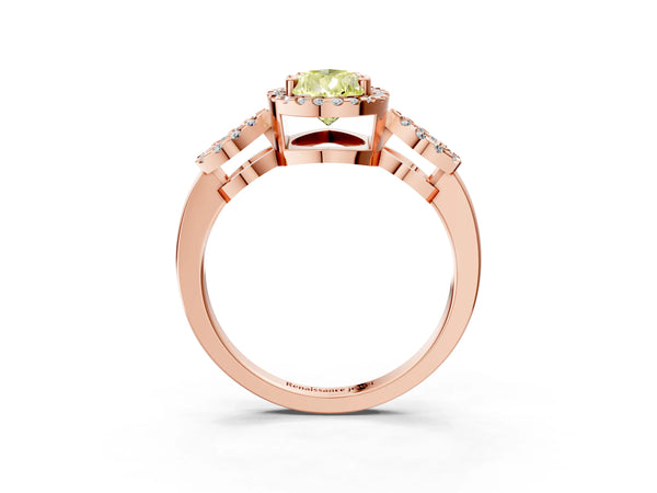 Rose Gold Pear-Shaped Pave Infinity Halo Engagement Ring Setting for Fancy Yellow Center