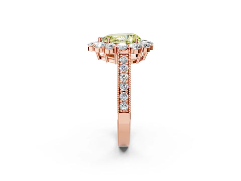Rose gold Fancy Yellow Pear Cut Cut Halo Diamond Pavé Engagement Ring with Milgrain Detailing_2