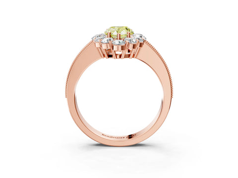 Rose gold Fancy Yellow Pear Cut Cut Halo Diamond Pavé Engagement Ring with Milgrain Detailing_3