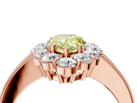 Rose gold Fancy Yellow Pear Cut Cut Halo Diamond Pavé Engagement Ring with Milgrain Detailing_4