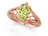 Rose gold Fancy Yellow Pear Cut Cut Milgrain Pave Diamond Engagement Ring with Four-Prong Setting_4