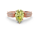 Rose gold Fancy Yellow Pear Cut Cut Pave Split Shank Engagement Ring with Four-Prong Setting