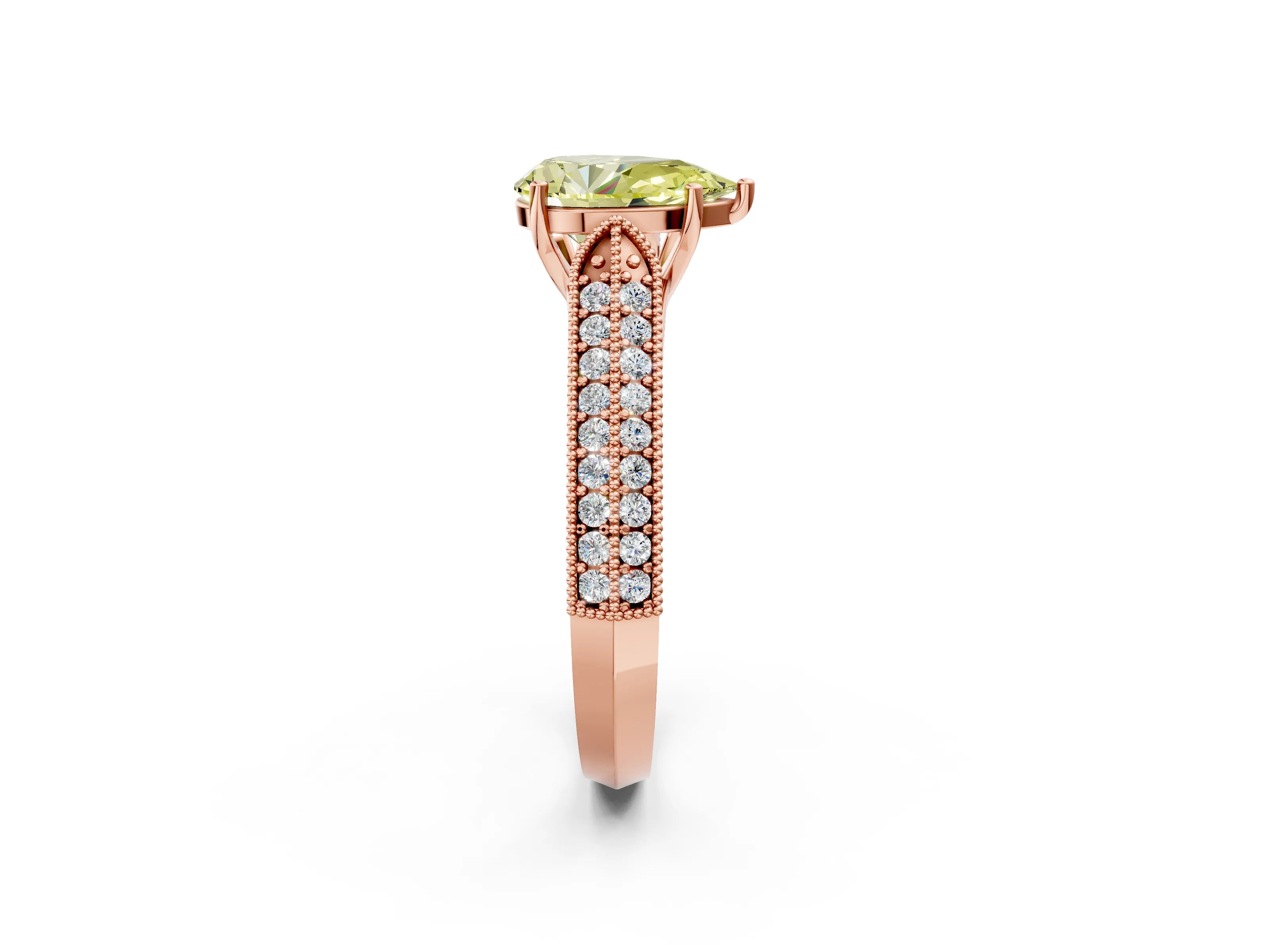 Rose gold Fancy Yellow Pear Cut Cut Pave Split Shank Engagement Ring with Four-Prong Setting_2