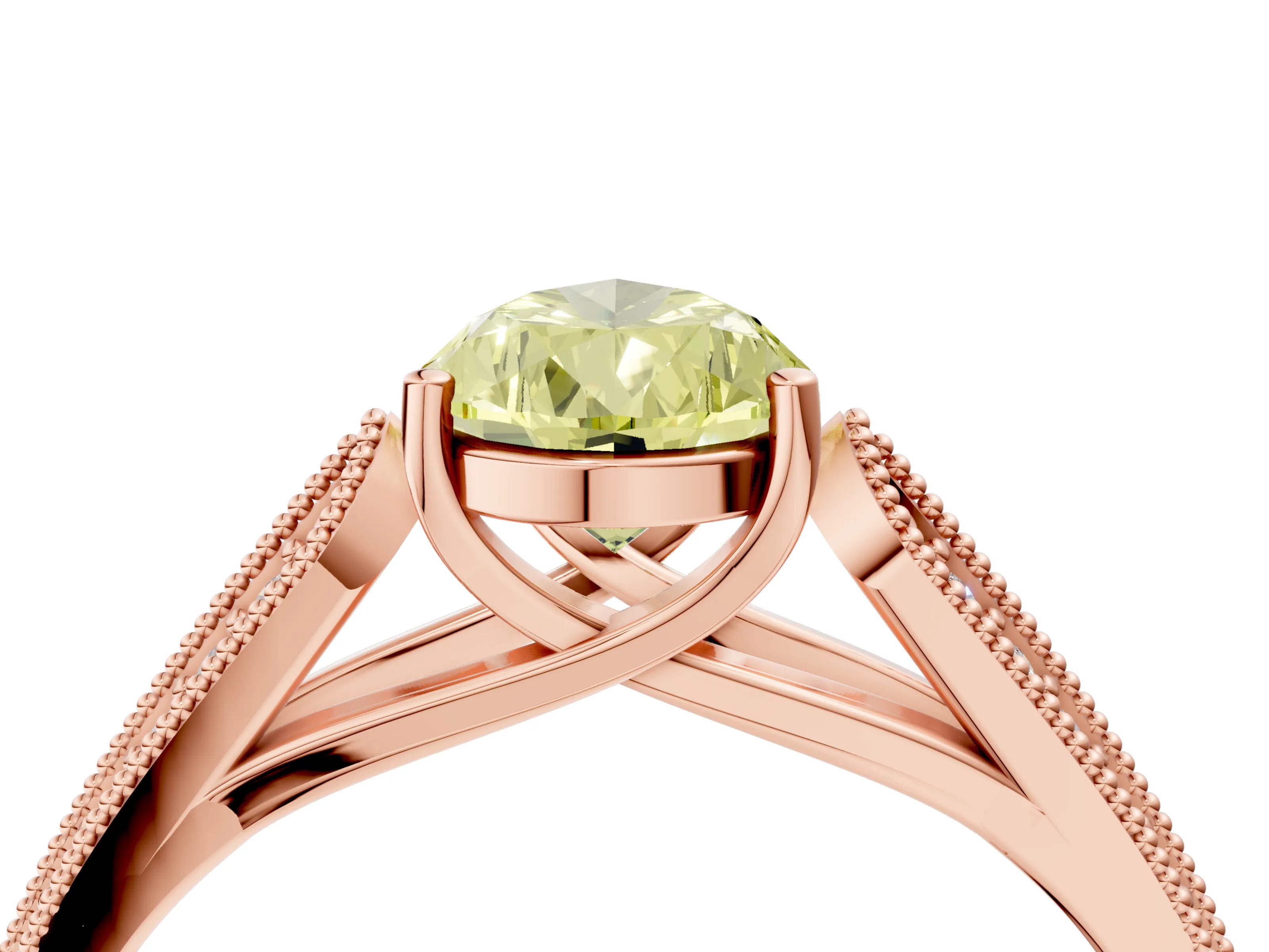 Rose gold Fancy Yellow Pear Cut Cut Pave Split Shank Engagement Ring with Four-Prong Setting_4