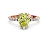 Rose gold Fancy Yellow Pear Cut Diamond Brilliant Solitaire Ring with Pavé Band and Four-Prong Setting_12