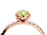 Rose gold Fancy Yellow Pear Cut Diamond Brilliant Solitaire Ring with Pavé Band and Four-Prong Setting_16