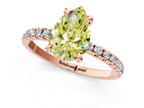 Rose gold Fancy Yellow Pear Cut Diamond Brilliant Solitaire Ring with Pavé Band and Four-Prong Setting_19
