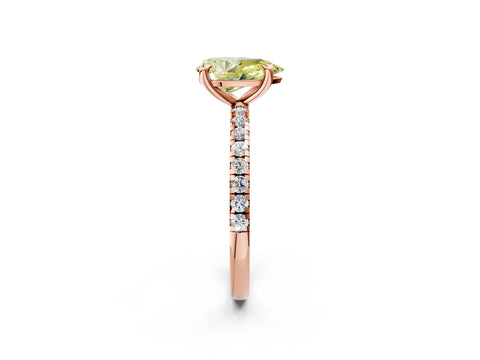Rose gold Fancy Yellow Pear Cut Diamond Brilliant Solitaire Ring with Pavé Band and Four-Prong Setting_2
