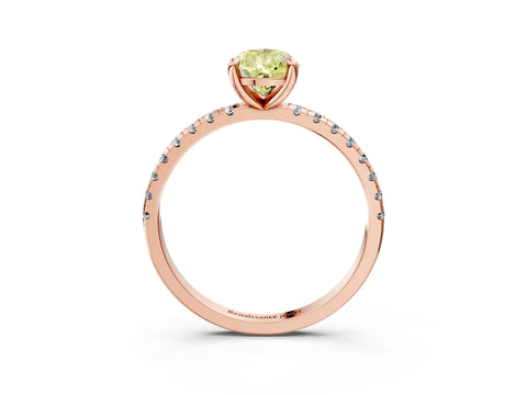 Rose gold Fancy Yellow Pear Cut Diamond Brilliant Solitaire Ring with Pavé Band and Four-Prong Setting_3
