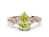 Rose gold Fancy Yellow Pear Cut Diamond Cluster Pavé Band with Four-Prong Setting_12