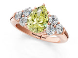 Rose gold Fancy Yellow Pear  Cut Diamond Cluster Ring with Round Accent Stones and Prong Setting on a Classic Band_53