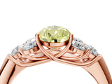 Rose gold Fancy Yellow Pear  Cut Diamond Cluster Ring with Round Accent Stones and Prong Setting on a Classic Band_56