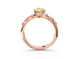 Rose gold Fancy Yellow Pear Cut Diamond Cluster Side Stone Solitaire Ring with Prong Setting_56