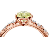 Rose gold Fancy Yellow Pear Cut Diamond Cluster Side Stone Solitaire Ring with Prong Setting_57
