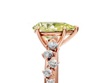 Rose gold Fancy Yellow Pear Cut Diamond Cluster Side Stone Solitaire Ring with Prong Setting_58