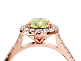 Rose gold Fancy Yellow Pear Cut Diamond Cushion Halo Ring with Pavé Band_4
