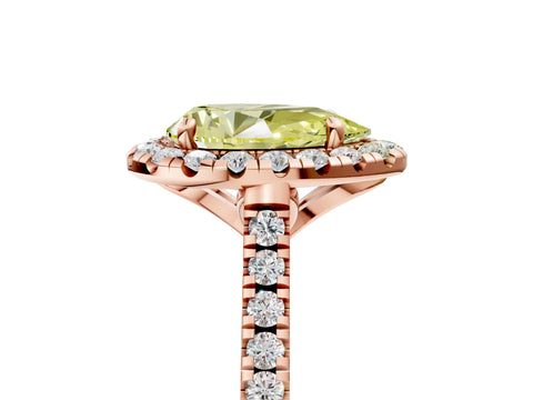 Rose gold Fancy Yellow Pear Cut Diamond Cushion Halo Ring with Pavé Band_5