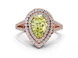 Rose gold Fancy Yellow Pear Cut Diamond Double Halo Ring with Pavé Band and Prong Setting_89