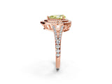 Rose gold Fancy Yellow Pear Cut Diamond Double Halo Ring with Pavé Band and Prong Setting_91
