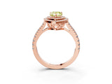 Rose gold Fancy Yellow Pear Cut Diamond Double Halo Ring with Pavé Band and Prong Setting_92